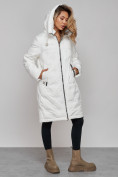 Оптом Пальто утепленное молодежное зимнее женское белого цвета 59122Bl в Перми, фото 19