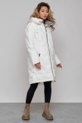 Оптом Пальто утепленное молодежное зимнее женское белого цвета 59122Bl в Челябинске, фото 2