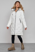 Оптом Пальто утепленное молодежное зимнее женское белого цвета 59122Bl, фото 20
