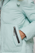 Оптом Пальто утепленное молодежное зимнее женское бирюзового цвета 59122Br в Перми, фото 11