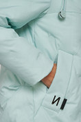 Оптом Пальто утепленное молодежное зимнее женское бирюзового цвета 59122Br в Перми, фото 12