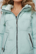 Оптом Пальто утепленное молодежное зимнее женское бирюзового цвета 59122Br, фото 13
