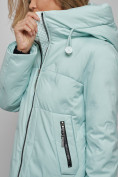 Оптом Пальто утепленное молодежное зимнее женское бирюзового цвета 59122Br, фото 15