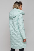 Оптом Пальто утепленное молодежное зимнее женское бирюзового цвета 59122Br в Перми, фото 23