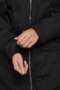 Оптом Пальто утепленное молодежное зимнее женское черного цвета 59122Ch, фото 12