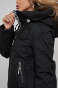 Оптом Пальто утепленное молодежное зимнее женское черного цвета 59122Ch в Новосибирске, фото 14