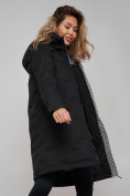 Оптом Пальто утепленное молодежное зимнее женское черного цвета 59122Ch, фото 21