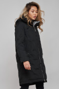 Оптом Пальто утепленное молодежное зимнее женское черного цвета 59122Ch в Перми, фото 22