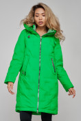 Оптом Пальто утепленное молодежное зимнее женское зеленого цвета 59122Z, фото 10