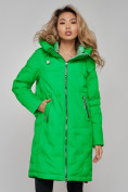Оптом Пальто утепленное молодежное зимнее женское зеленого цвета 59122Z в Казани, фото 11