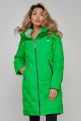 Оптом Пальто утепленное молодежное зимнее женское зеленого цвета 59122Z в Перми, фото 12