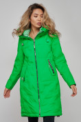 Оптом Пальто утепленное молодежное зимнее женское зеленого цвета 59122Z, фото 13