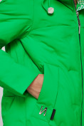 Оптом Пальто утепленное молодежное зимнее женское зеленого цвета 59122Z, фото 15