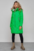Оптом Пальто утепленное молодежное зимнее женское зеленого цвета 59122Z, фото 21