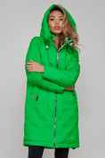 Оптом Пальто утепленное молодежное зимнее женское зеленого цвета 59122Z в Казани, фото 22