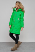Оптом Пальто утепленное молодежное зимнее женское зеленого цвета 59122Z, фото 3