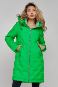 Оптом Пальто утепленное молодежное зимнее женское зеленого цвета 59122Z, фото 5