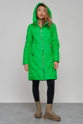 Оптом Пальто утепленное молодежное зимнее женское зеленого цвета 59122Z в Казани, фото 7