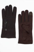 Оптом Классические перчатки зимние мужские коричневого цвета 603K в Казани, фото 2
