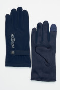 Оптом Классические перчатки зимние мужские темно-синего цвета 603TS
