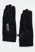 Оптом Спортивные перчатки демисезонные женские черного цвета 606Ch в Екатеринбурге