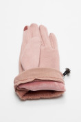Оптом Классические перчатки демисезонные женские розового цвета 610R, фото 7