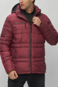 Оптом Куртка спортивная мужская с капюшоном бордового цвета 62175Bo в Казани, фото 10