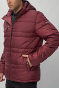Оптом Куртка спортивная мужская с капюшоном бордового цвета 62175Bo в Казани, фото 14
