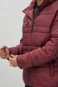 Оптом Куртка спортивная мужская с капюшоном бордового цвета 62175Bo в Казани, фото 15