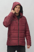 Оптом Куртка спортивная мужская с капюшоном бордового цвета 62175Bo в Казани, фото 8