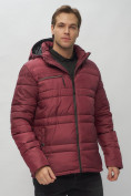 Оптом Куртка спортивная мужская с капюшоном бордового цвета 62175Bo в Казани, фото 9