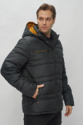 Оптом Куртка спортивная мужская с капюшоном черного цвета 62175Ch в Казани, фото 10