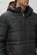 Оптом Куртка спортивная мужская с капюшоном черного цвета 62175Ch в Екатеринбурге, фото 16