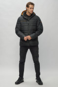 Оптом Куртка спортивная мужская с капюшоном черного цвета 62175Ch в Казани, фото 2