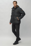 Оптом Куртка спортивная мужская с капюшоном черного цвета 62175Ch в Казани, фото 3