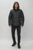 Оптом Куртка спортивная мужская с капюшоном черного цвета 62175Ch в Казани, фото 6