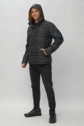 Оптом Куртка спортивная мужская с капюшоном черного цвета 62175Ch в Казани, фото 7
