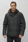 Оптом Куртка спортивная мужская с капюшоном черного цвета 62175Ch в Казани, фото 8