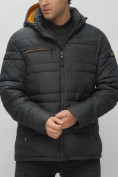Оптом Куртка спортивная мужская с капюшоном черного цвета 62175Ch в Екатеринбурге, фото 9