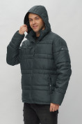 Оптом Куртка спортивная мужская с капюшоном темно-серого цвета 62175TC в Казани, фото 8