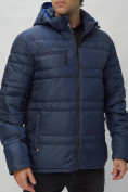 Оптом Куртка спортивная мужская с капюшоном темно-синего цвета 62175TS, фото 14