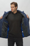 Оптом Куртка спортивная мужская с капюшоном темно-синего цвета 62175TS, фото 15