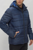 Оптом Куртка спортивная мужская с капюшоном темно-синего цвета 62175TS, фото 9