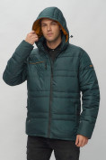 Оптом Куртка спортивная мужская с капюшоном темно-зеленого цвета 62175TZ в Казани, фото 7