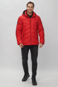 Оптом Куртка спортивная мужская с капюшоном красного цвета 62176Kr в Казани