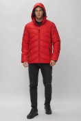 Оптом Куртка спортивная мужская с капюшоном красного цвета 62176Kr в Казани, фото 8