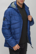 Оптом Куртка спортивная мужская с капюшоном синего цвета 62176S в Екатеринбурге, фото 14