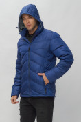 Оптом Куртка спортивная мужская с капюшоном синего цвета 62176S в Екатеринбурге, фото 7