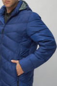 Оптом Куртка спортивная мужская с капюшоном синего цвета 62176S в Екатеринбурге, фото 9