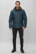 Оптом Куртка спортивная мужская с капюшоном темно-синего цвета 62176TS в Казани
